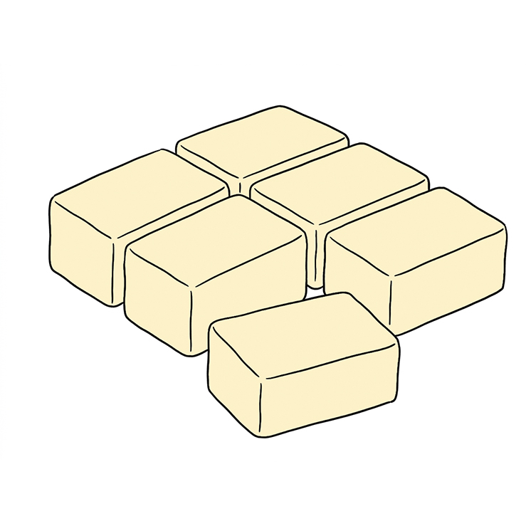 カットしたバターのイラスト