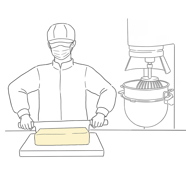バターを切っている様子のイラスト